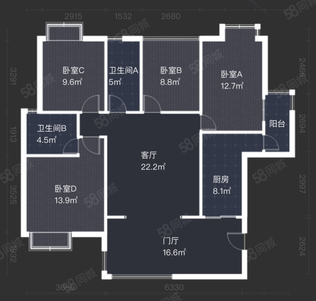 北新润苑(1期)4室2厅2卫115.8㎡南126万