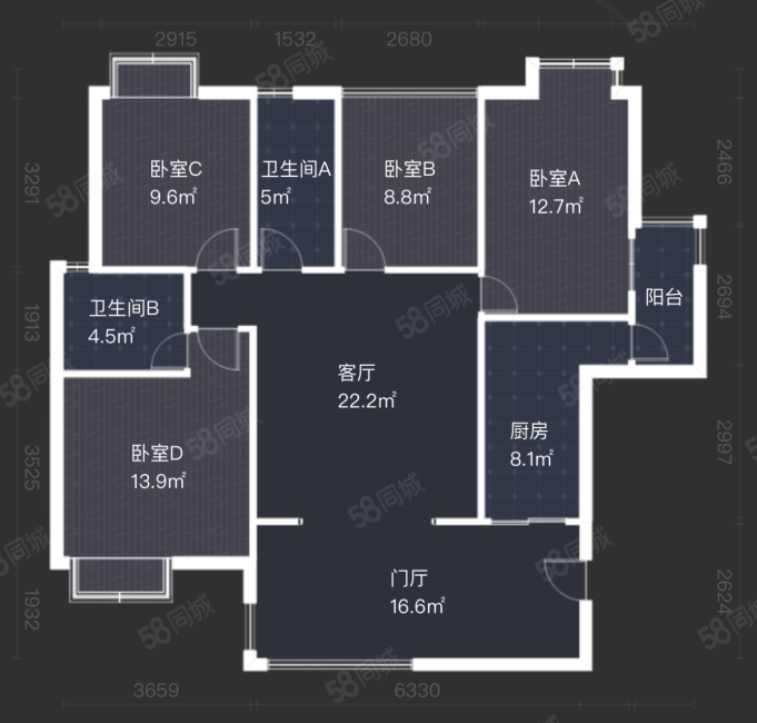 北新润苑(1期)4室2厅2卫115.8㎡南126万