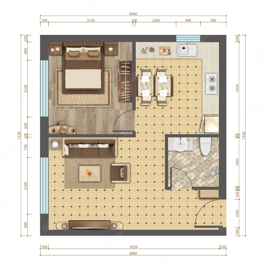 燕郊高楼d铁800米 尚领时代正规一居室 一手房随时网签