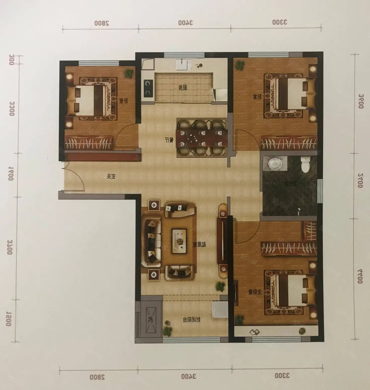 上东郡3室2厅1卫115㎡南北125万