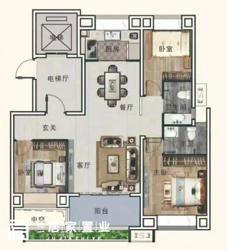 东升凤凰城3室2厅2卫111.1㎡南北57.6万