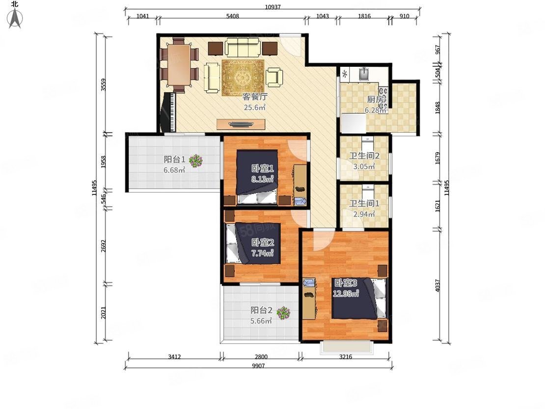 海馨苑3室2厅1卫111.41㎡南0万