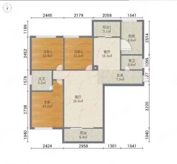 华益大厦3室2厅2卫130㎡南北82万