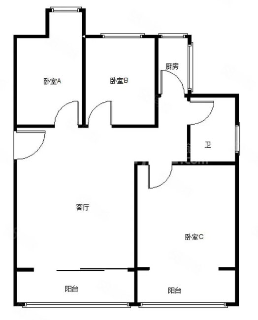 寺贝底侧3室2厅1卫99.21㎡南北435万