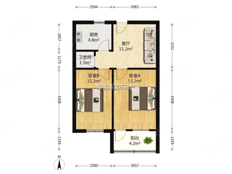 玉函小区南区(玉函小区南区1-17,19号)2室1厅1卫54.71㎡南52万