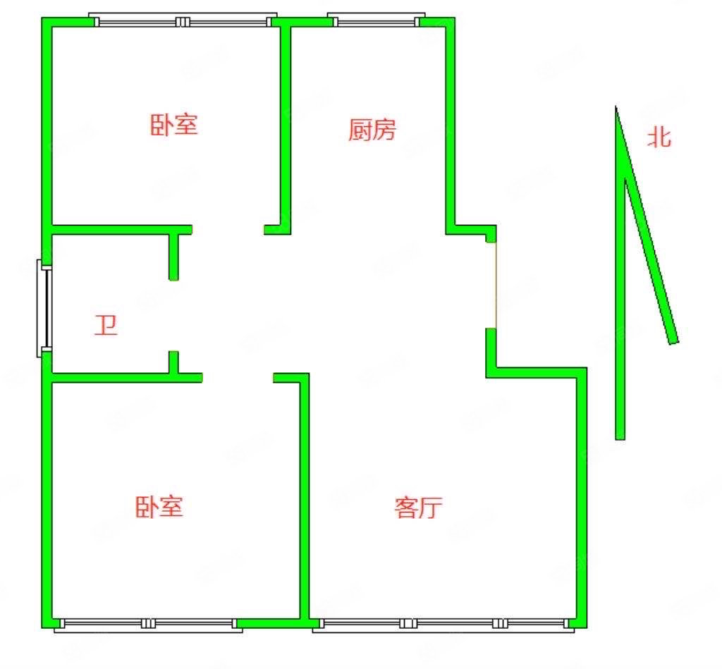 大自然二期2室2厅1卫90.25㎡南北48万