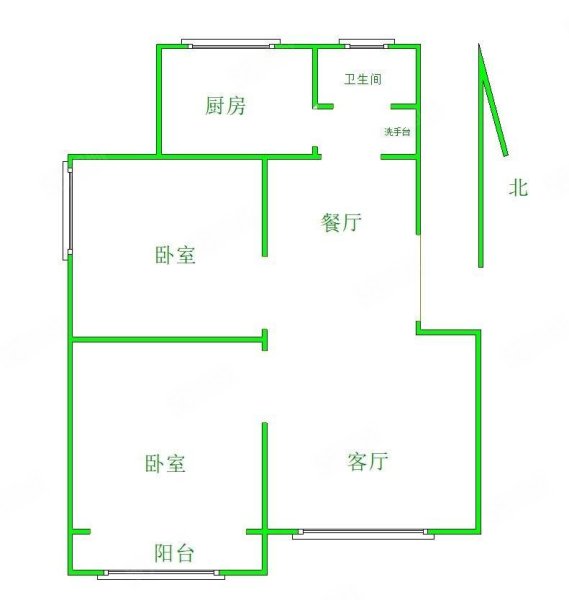 迎宾小区(北区)2室2厅1卫88㎡南北65万