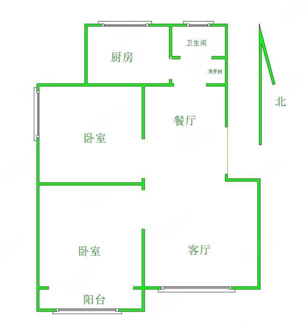 迎宾小区(北区)2室2厅1卫88㎡南北65万
