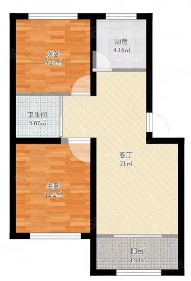 曙光新城2室2厅1卫94㎡南北37万