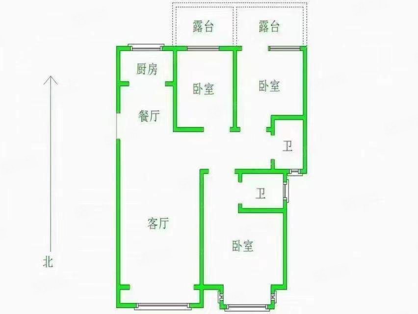 和平里(海港)3室2厅1卫120㎡南北85万