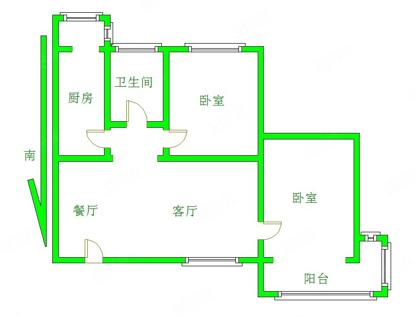 东山彩橘小区2室2厅1卫101㎡南北63万