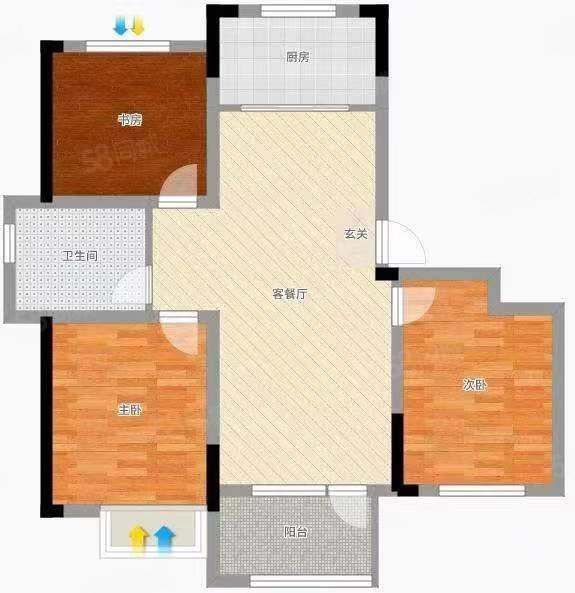 光彩家园B区3室2厅1卫83㎡南北49万