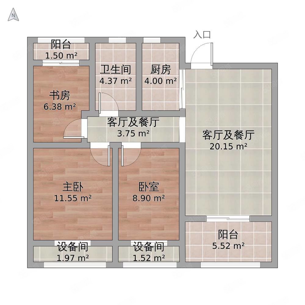 和谐华庭4室2厅2卫113㎡南59万