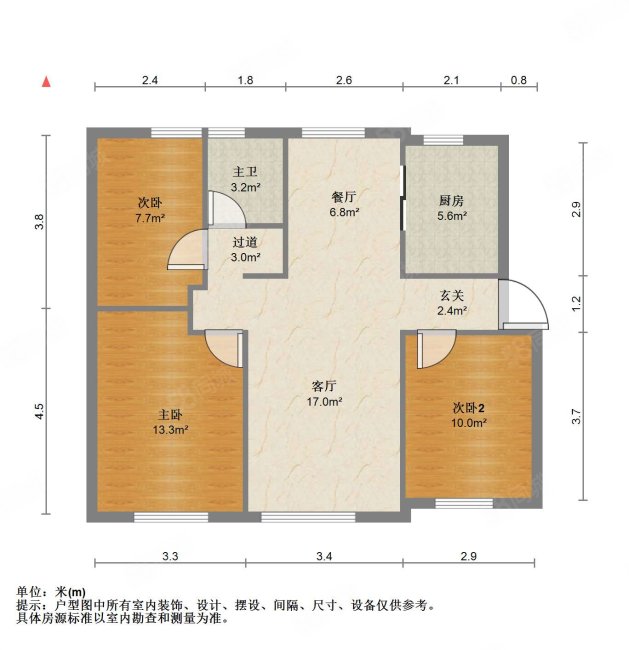 中海津湖湾3室2厅1卫109㎡南北155万