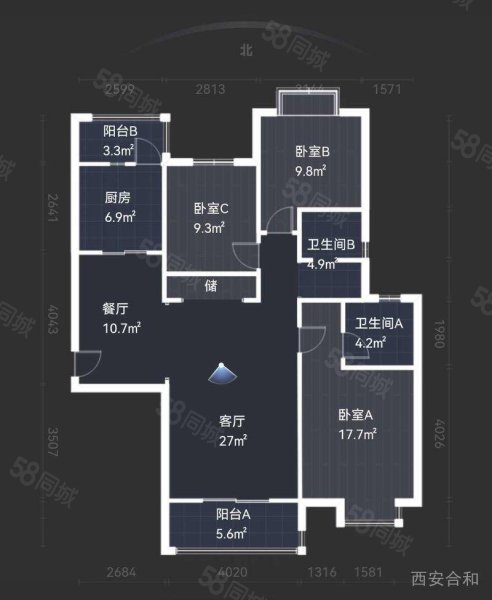 山水悦庭3室2厅2卫134.83㎡南185万