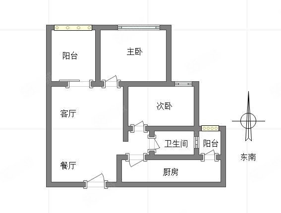 万科锦程2室2厅1卫70.87㎡南北105万