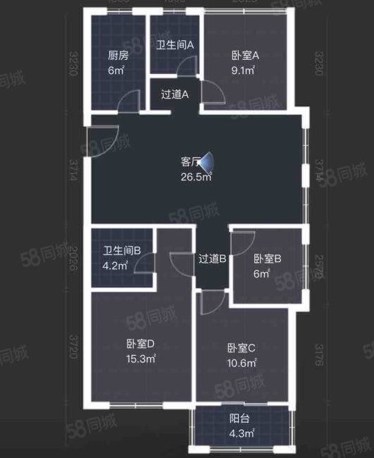 皓康小时代4室2厅2卫113.5㎡南188万