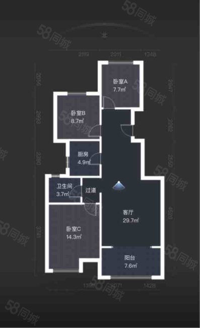 金大地翡翠公馆3室2厅1卫91.73㎡南98万