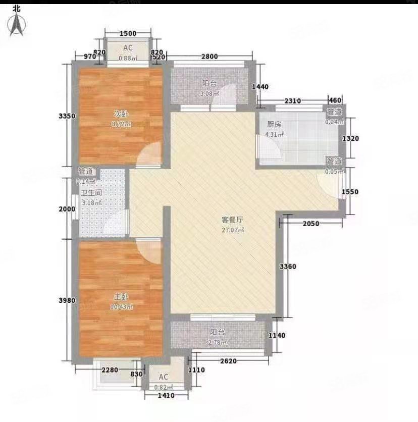 光明路北巷19号院2室1厅1卫57㎡南北185万