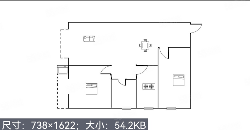 龙泉花园东区2室2厅1卫95㎡西43万