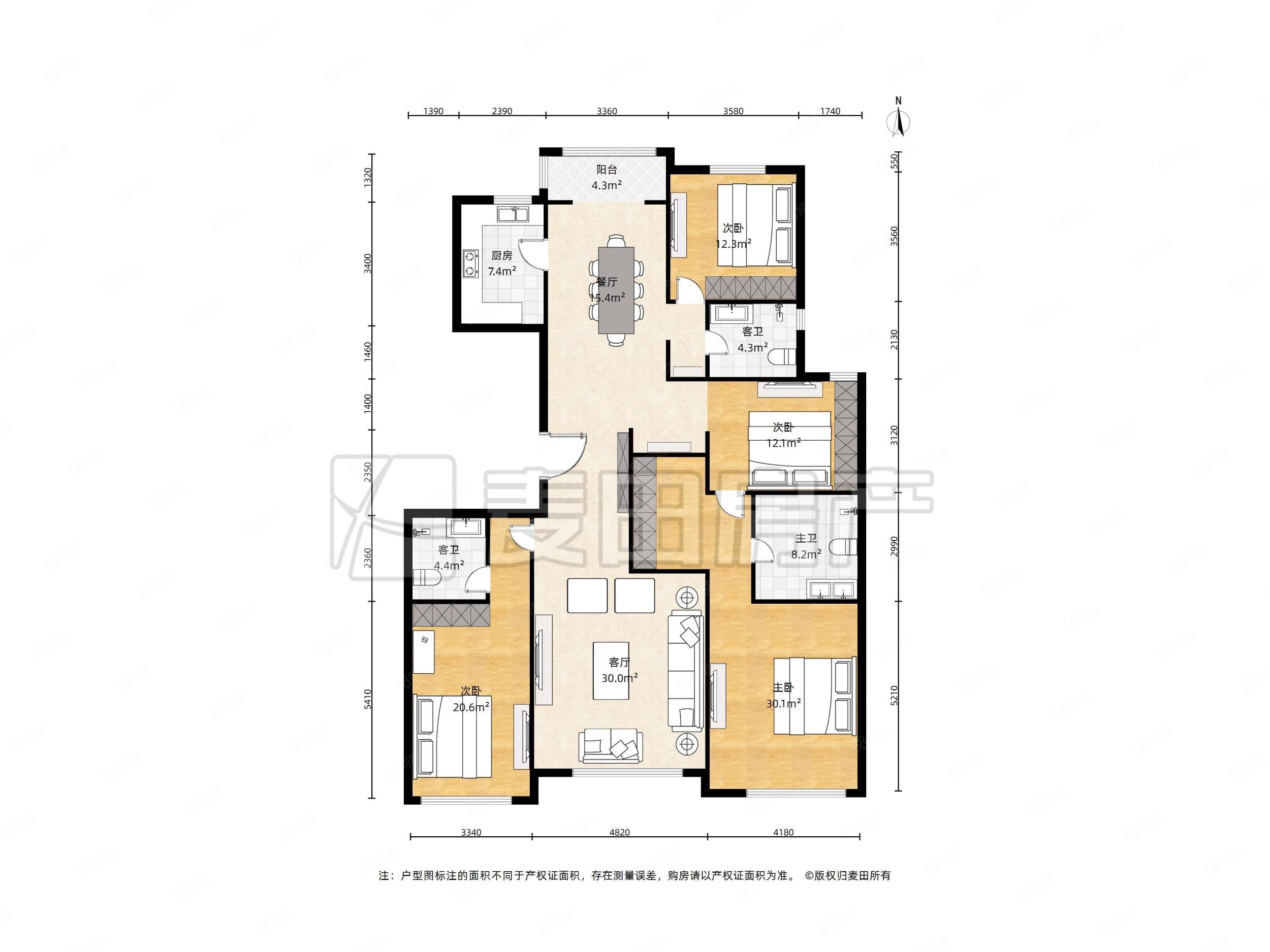 首開(kāi)璞瑅公館4室2廳3衛(wèi)215㎡南北1500萬(wàn)