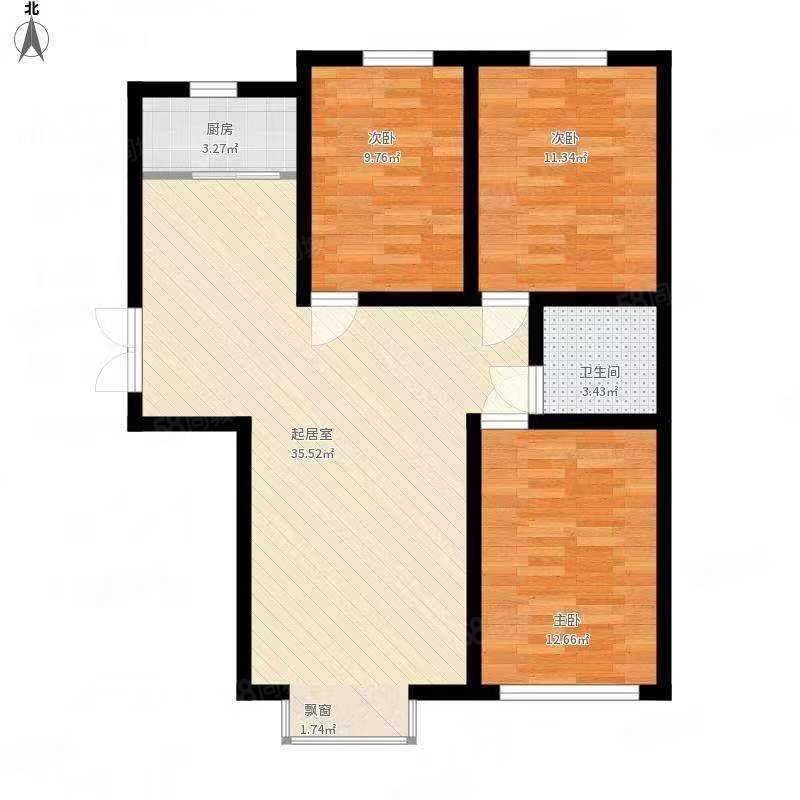 新世纪花园3室2厅1卫87㎡南北36万