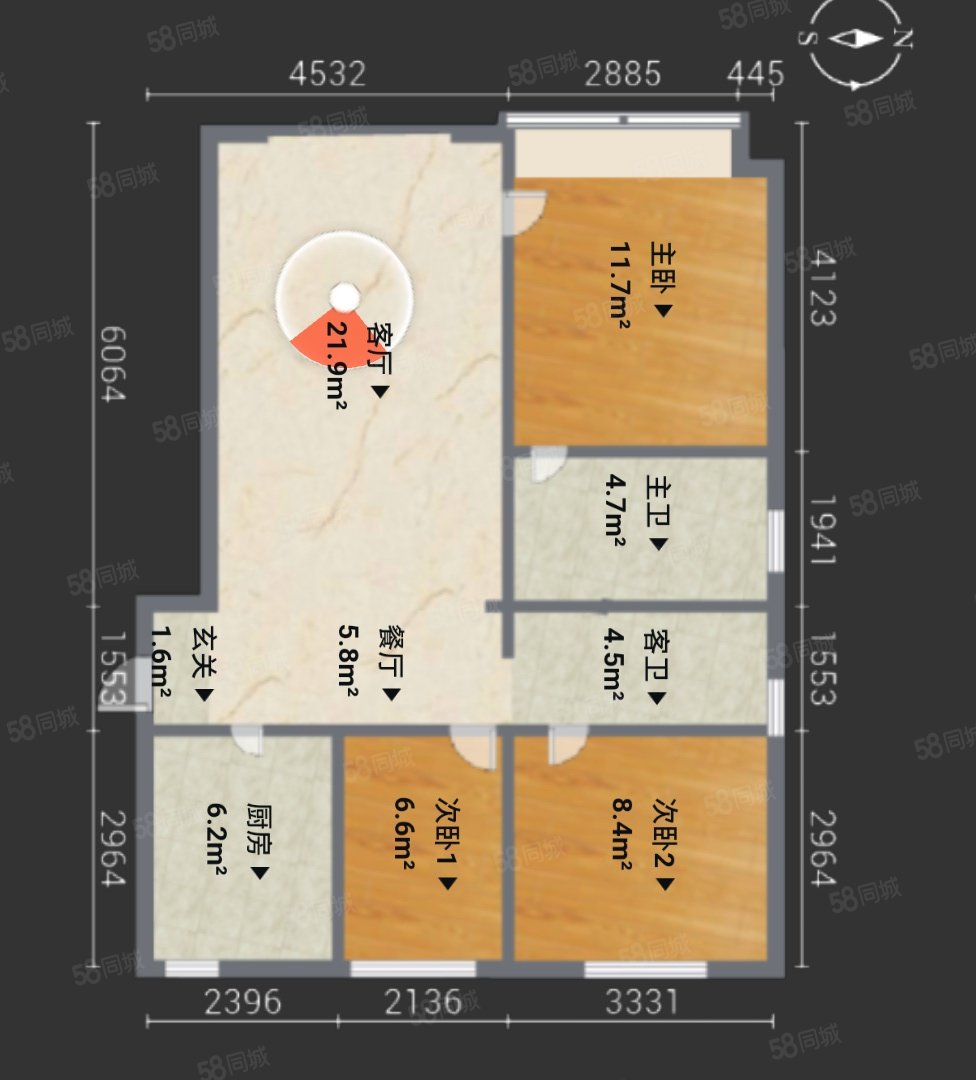 万科时代都会D区3室2厅2卫115㎡南北143万