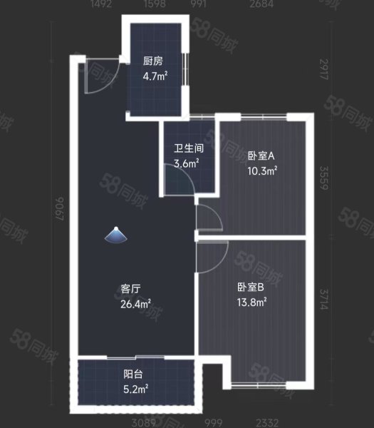 宇业天逸华庭2室2厅1卫83.38㎡南139万