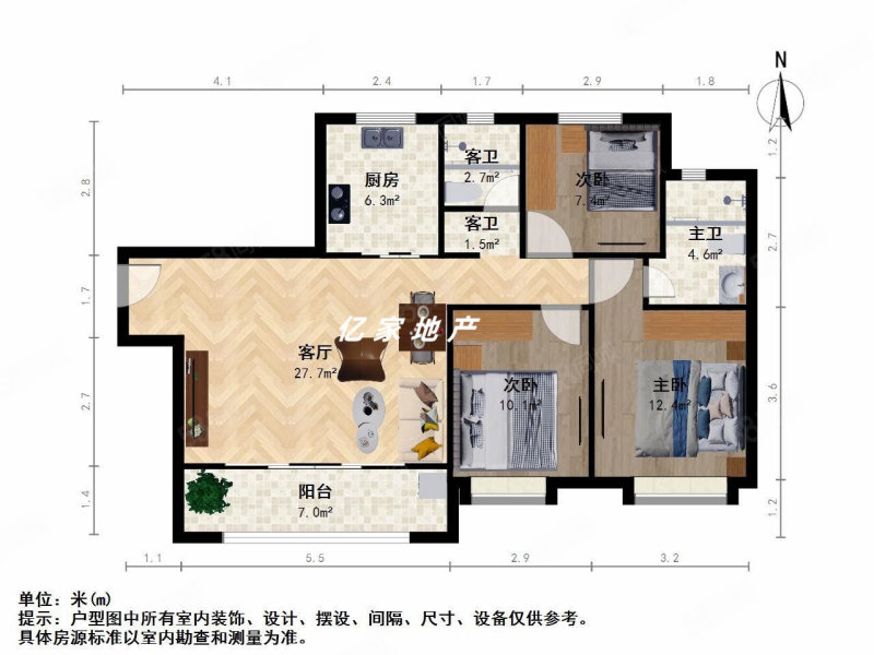 万科天一玖著3室2厅2卫118㎡南193万