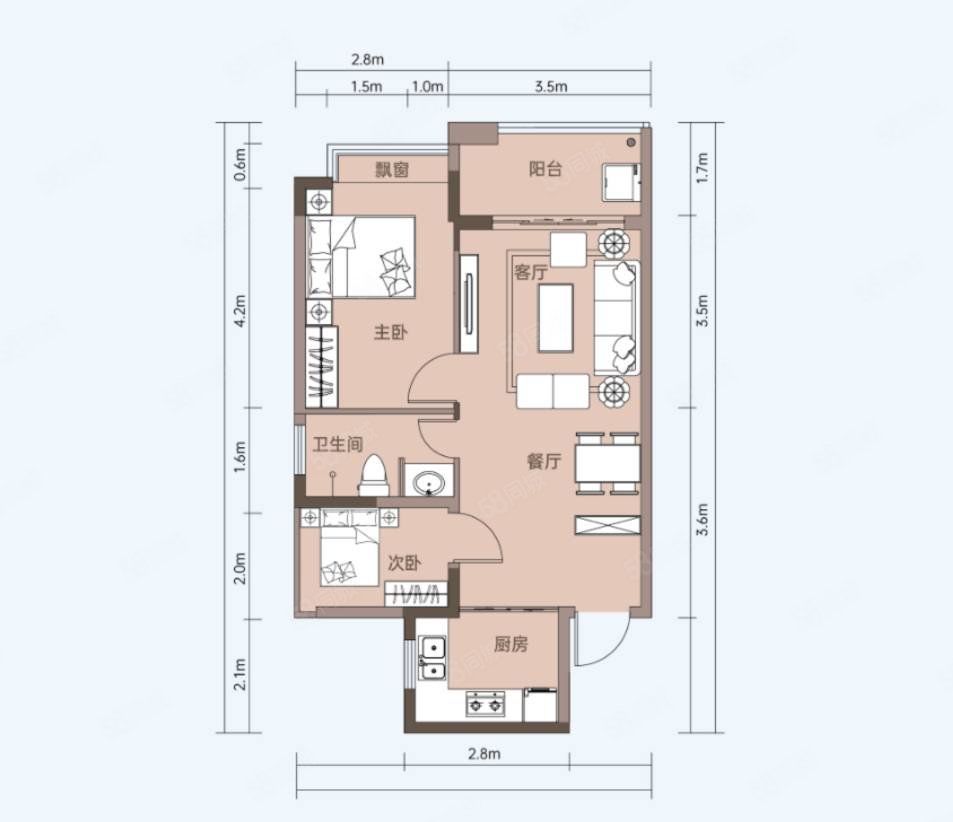 凤凰华庭2室2厅1卫66㎡南北165万