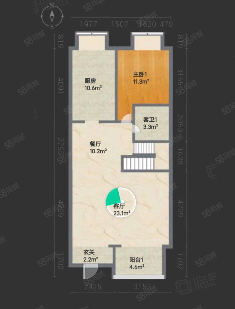 曲靖中心3室2厅2卫113㎡南北54.8万