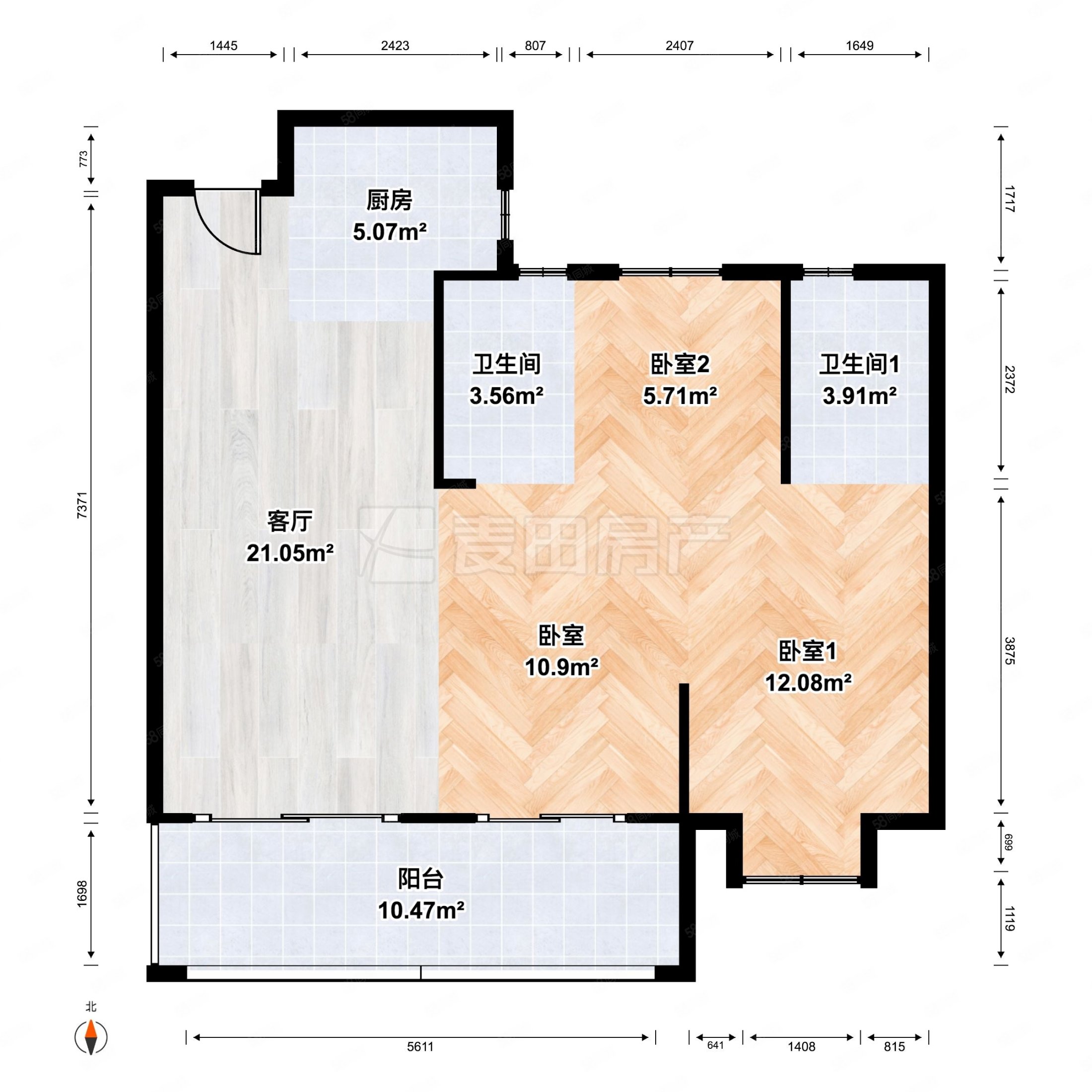 通透3房,毛坯,花海边,东部办公区旁,电梯高层,禹洲融信cone玺湾-福州