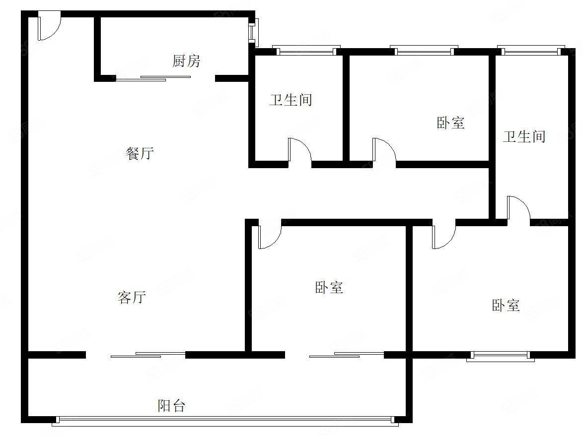 新景龙华城3室2厅2卫105㎡南118.88万