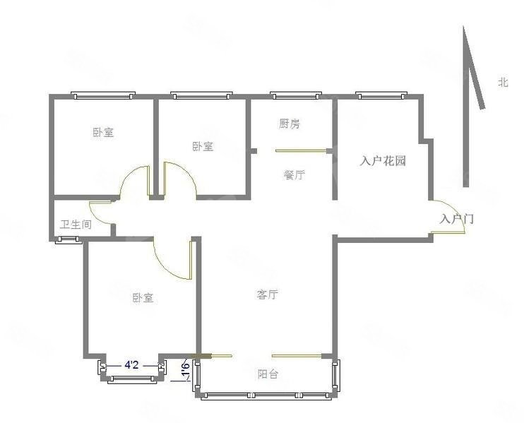 冠鲁明德花园3室2厅1卫124.71㎡南北90万