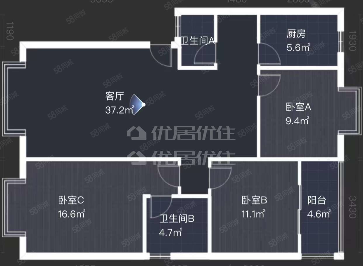 富乐山水小区3室2厅2卫110㎡南北88.3万