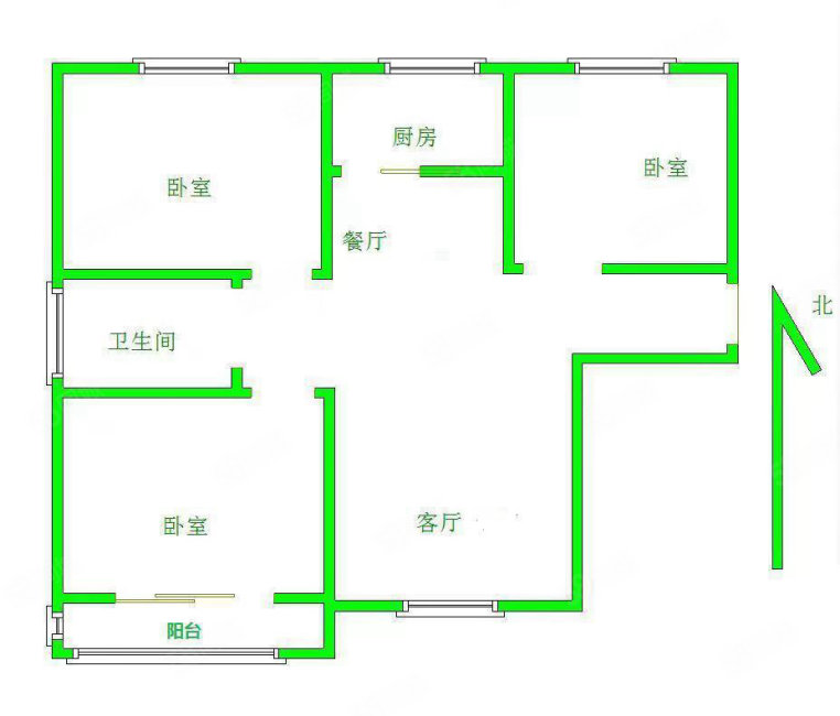 秀兰尚城3室2厅1卫123.48㎡南北160万