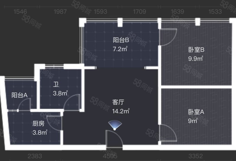 西蜀尚都2室2厅1卫54.57㎡南49.8万