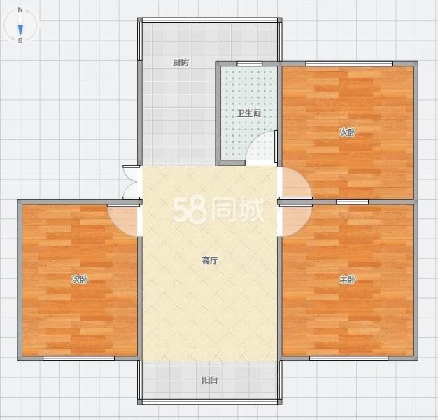 小赵砦生活区3室1厅1卫85.28㎡南北59.9万