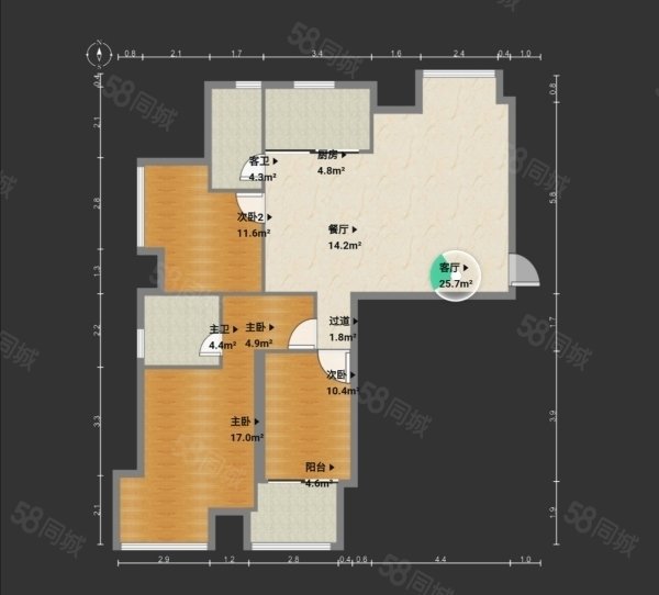 凤凰名城3室2厅2卫127.5㎡南北135万