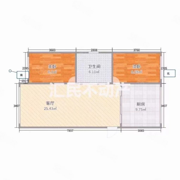 金海滨河3号2室2厅1卫111㎡南北70万