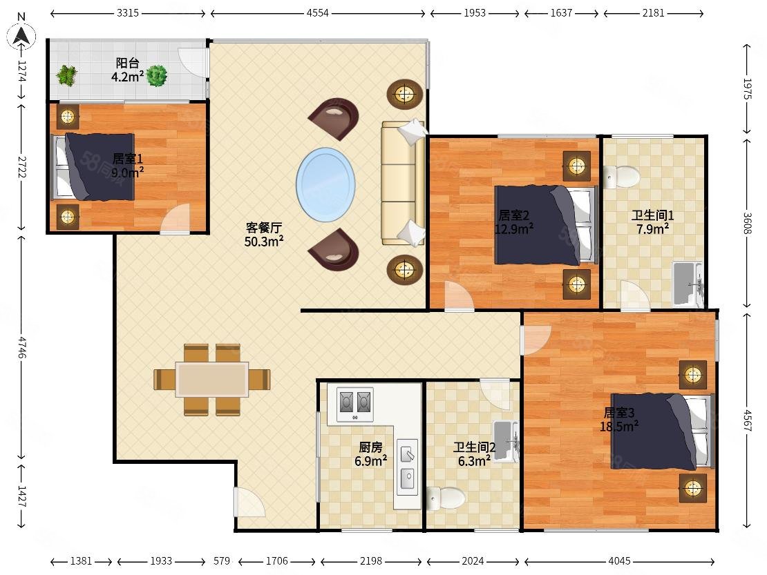 博林天瑞3室2厅2卫112.57㎡东北0万