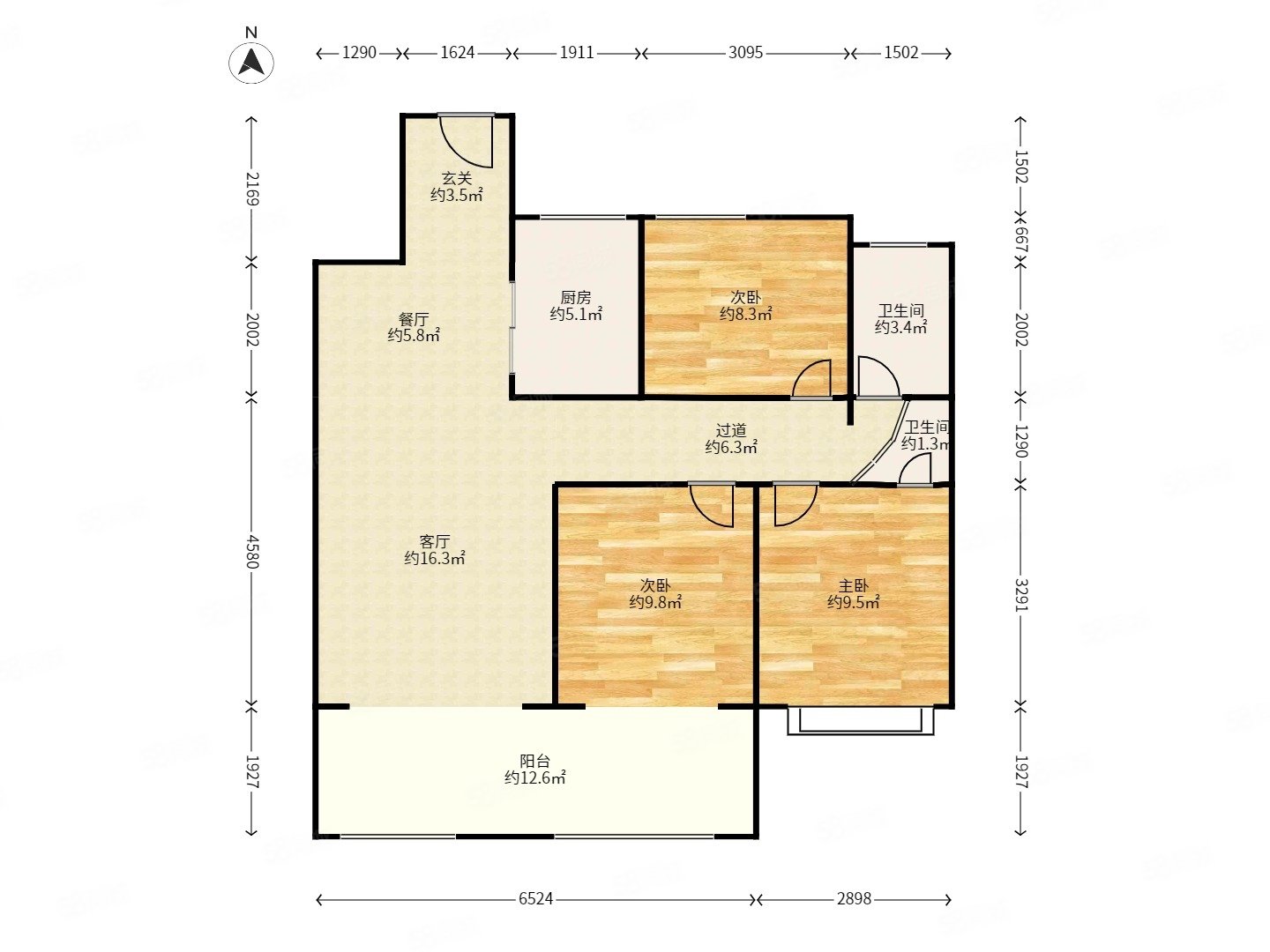 远洋晟庭3室2厅2卫131.72㎡南北212万