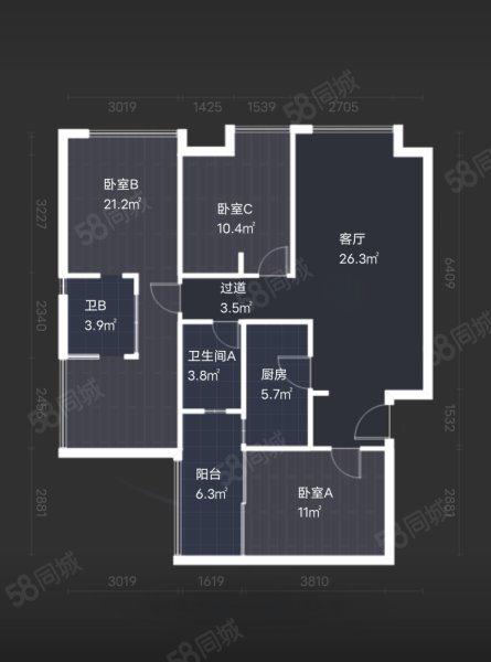 戛纳湾金棕榈4室2厅2卫93.49㎡南225万