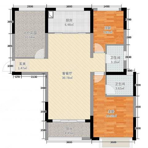 北美城市花园2室2厅1卫90㎡南北46万