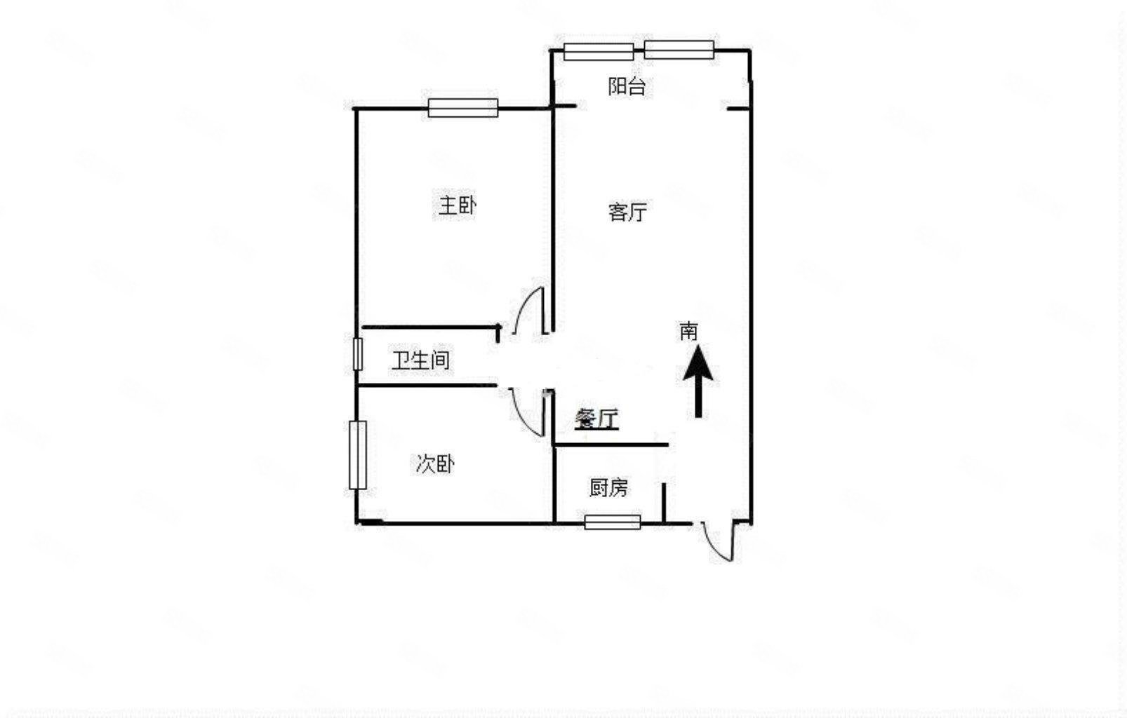 美在花城2室2厅1卫90㎡南北46万