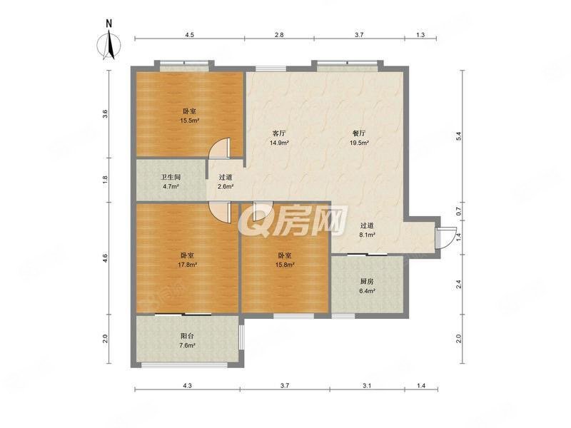 安粮双景佳苑3室2厅1卫123.83㎡南北140万