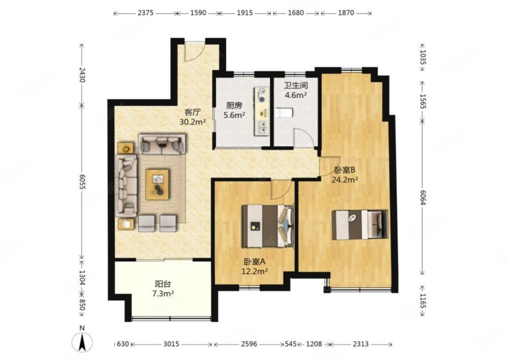 朝辉东方城三区3室2厅1卫97㎡南北99.8万