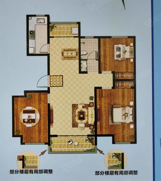 兴业安澜嘉园B区3室2厅1卫125㎡南北66万