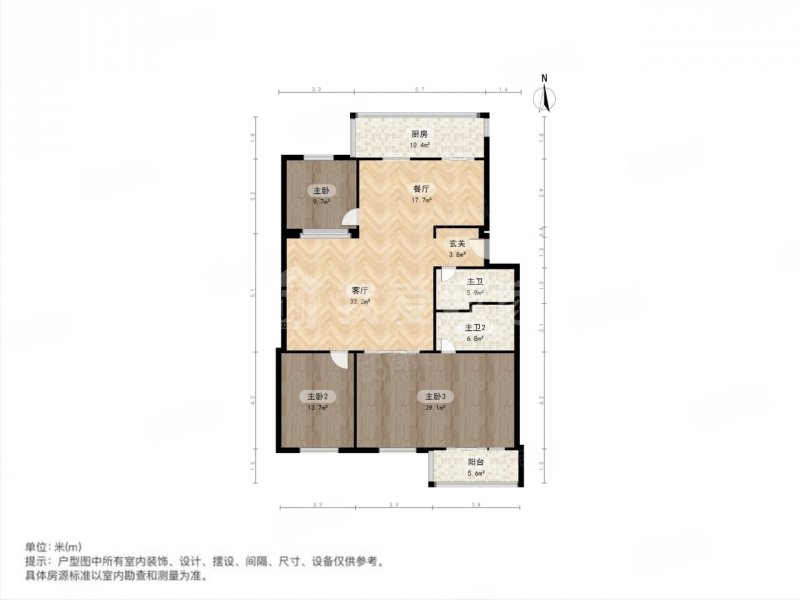 清心雅苑3室2厅2卫160㎡南北98万