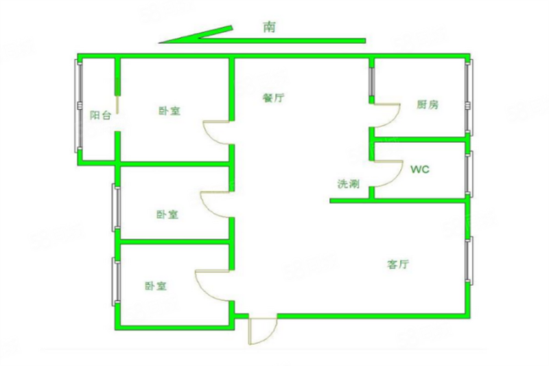 师苑小区3室2厅1卫80㎡南北59.8万